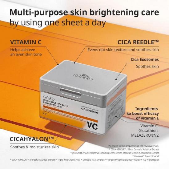  VT Cosmetics  Reedle Shot Vita-Light Radiant Mask (30 Pieces)