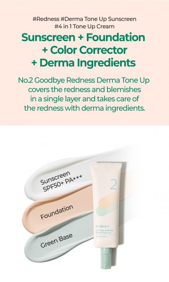  Numbuzin - No.2 - Goodbye Redness Derma Tone Up - SPF 50+ PA+++ -50ml 