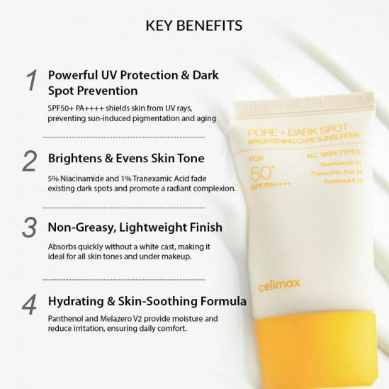 Celimax Pore+Dark Spot Brightening Care Sunscreen SPF50+ PA++++